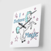 私は魔法のユニコーンの柱時計で信じます スクエア壁時計 (傾斜)