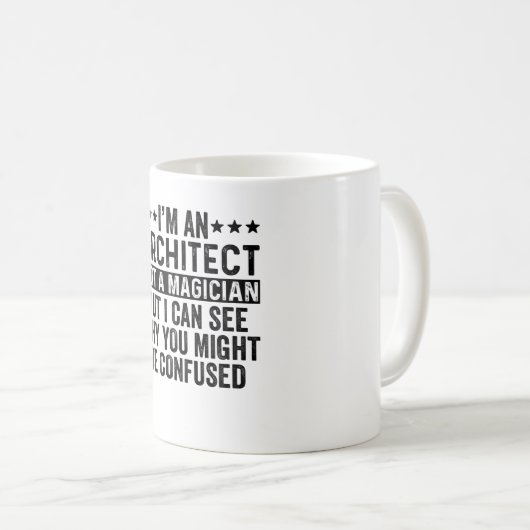 私は魔術師ではない建築家だおもしろい コーヒーマグカップ (正面右)