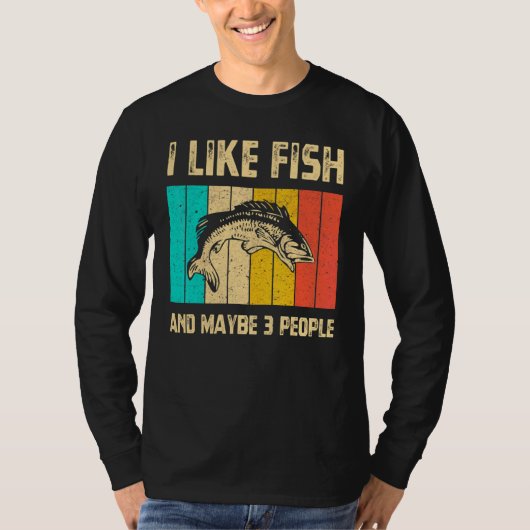 私は魚が好きで、多分3人のヴィンテージ魚釣りFis Tシャツ (正面)
