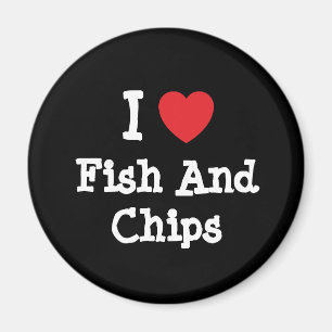 私は魚とチップスのハートTシャツが大好き マグネット