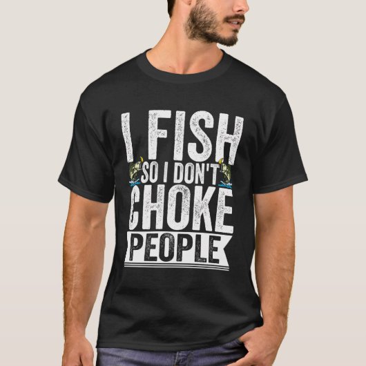 私は魚なので、人々を窒息させない釣り人アングラー Tシャツ (正面)