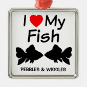 私は魚のシルエットが大好き メタルオーナメント (正面)