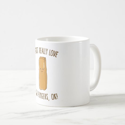 私は魚の指が大好きよ！かわいいかわいい コーヒーマグカップ (正面右)