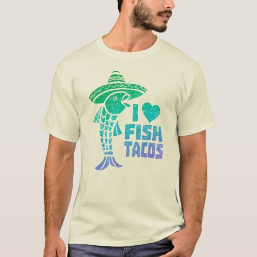 私は魚タコスのティーを愛します Tシャツ (正面)