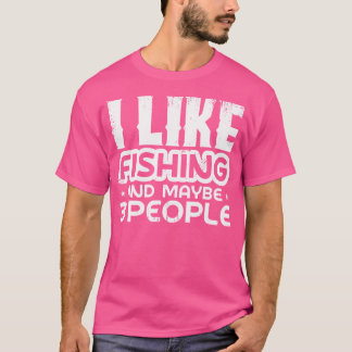 私は魚釣りが好きで、多分3人のおもしろい魚釣り Tシャツ