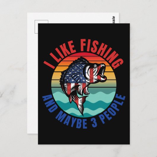 私は魚釣りが好きで、3人も好きだ ポストカード (正面/裏面)