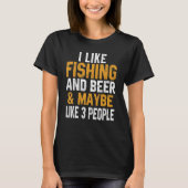 私は魚釣りとビール飛んでいる釣り人が好き Tシャツ (正面)