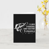 私は魚釣りと多分3人の人々のおもしろい魚釣りロが好き カード (黄色い花)