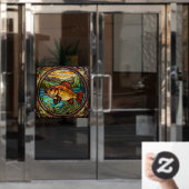 私は魚釣りのステンドグラスフェイクを望む ウィンドウサイン (オフィスドア)