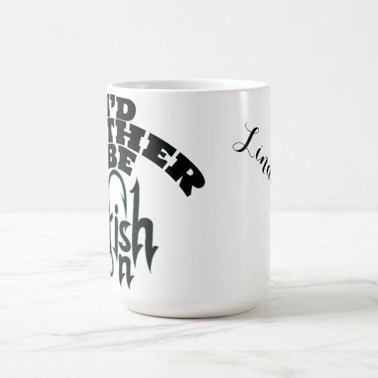 私は魚釣りのパーマ化された名前と色 コーヒーマグカップ (中央)
