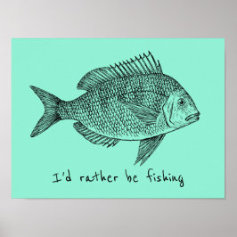 私は魚釣りヴィンテージ魚になる ポスター