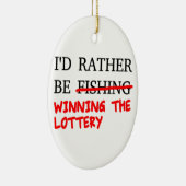 私は魚釣り...宝くじに当たること セラミックオーナメント (右)