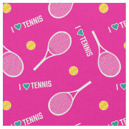 私は鮮やかなピンクと白のテニスが大好き ファブリック