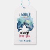 私は鯨は常にあなたを愛しているおもしろいバレンタイン ギフトタグ (正面)