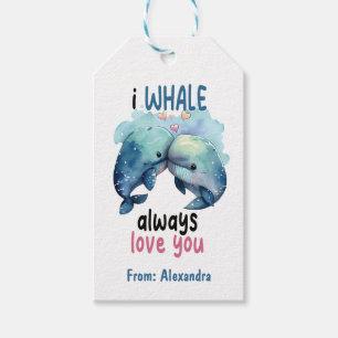 私は鯨は常にあなたを愛しているおもしろいバレンタイン ギフトタグ