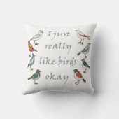 私は鳥が本当に好きTシャツバードウォッチャー クッション (裏面)