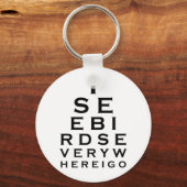 私は鳥のアイハートを見る キーホルダー (正面)