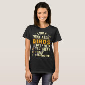 私は鳥の考え野鳥観察ユーモア鳥の腕時計のみ Tシャツ (正面フル)