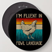 私は鳥の言葉チキンが堪能だ 缶バッジ (正面&裏面)