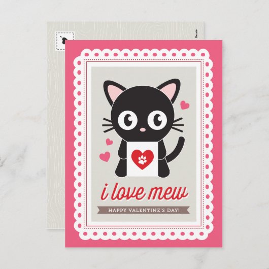 私は鳴きます愛します! Origamiによってバレンタインの郵便はがきを印刷します シーズンポストカード (正面/裏面)