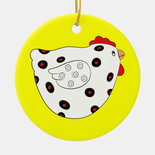 私は鶏のクリスマスのオーナメントを愛します セラミックオーナメント (正面)