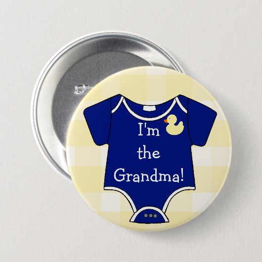 私は黄色いギンガムの祖母の濃紺です 缶バッジ (正面&裏面)