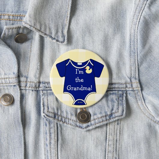 私は黄色いギンガムの祖母の濃紺です 缶バッジ (インサイチュ)