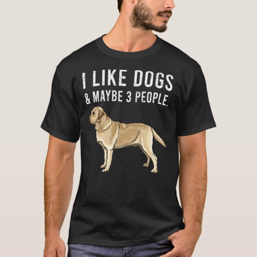 私は黄色のラブラドールレトリバー犬と多分3が好き Tシャツ (正面)