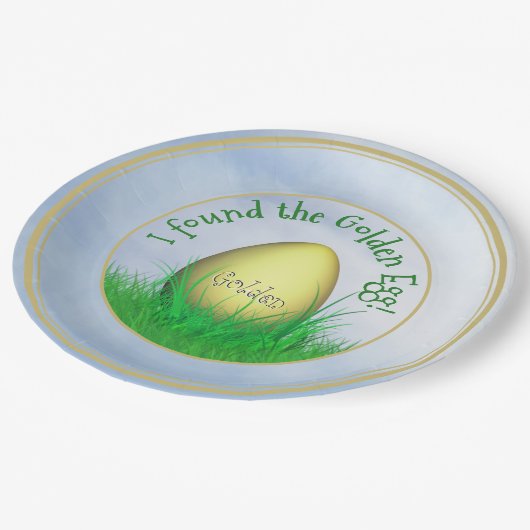 "私は黄金の卵を見つけた"イースターエッグ狩り ペーパープレート (アングル)