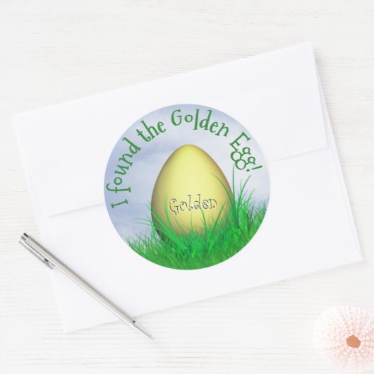 "私は黄金の卵を見つけた"イースターエッグ狩り ラウンドシール (封筒)