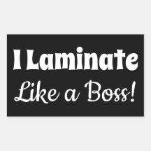 私は黒いステッカーのようなボスをラミネートする