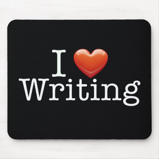 私は黒いマウスパッドを書くことを愛します マウスパッド (正面)