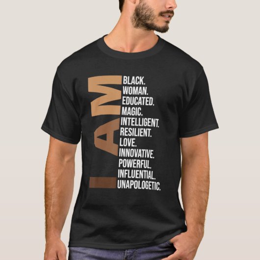 私は黒い女性の教育メラニン黒の歴史モ Tシャツ (正面)