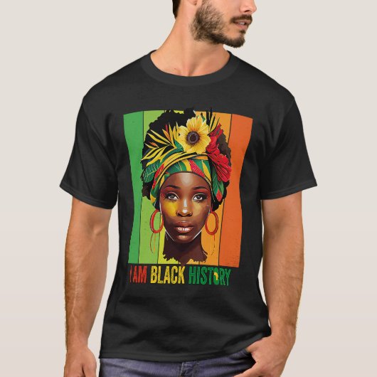 私は黒い歴史の女性の女の子ブラッククイーン月H Tシャツ (正面)