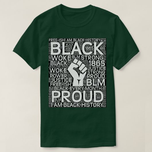 私は黒い歴史の月ブラックパワー拳 Tシャツ (デザイン正面)