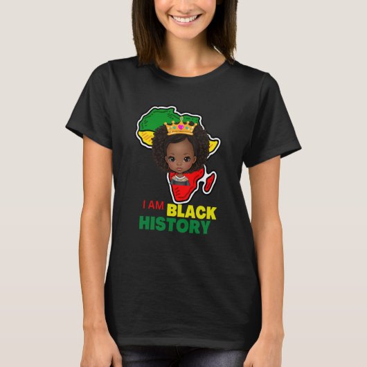 私は黒い歴史の月女の子アフロアメリ子供へ Tシャツ (正面)