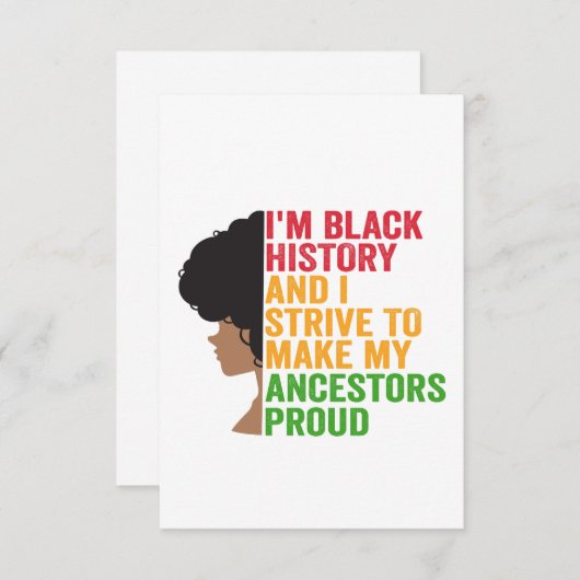 私は黒い歴史を持ち、祖先に対して生き延びようと努力している サンキューカード (正面/裏面)