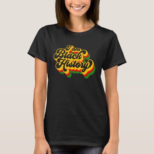 私は黒い歴史アフリカのプライドヴィンテージ黒His Tシャツ (正面)