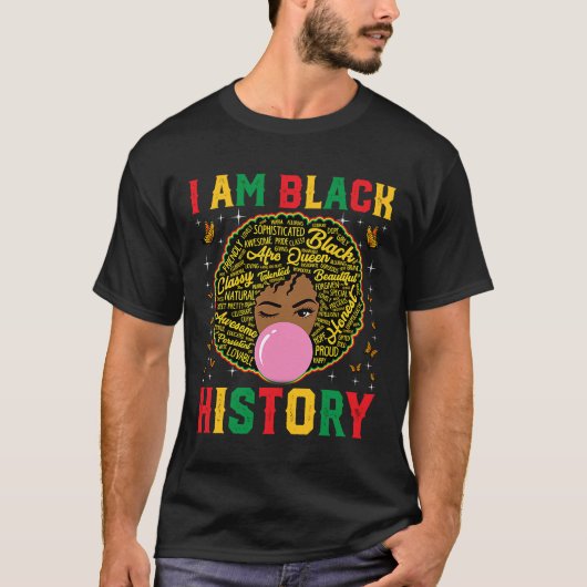 私は黒い歴史アフロアフリカ系アメリカ人女性Ret Tシャツ (正面)