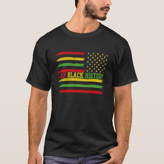 私は黒い歴史アメリカ国旗黒い歴史モン Tシャツ (正面)