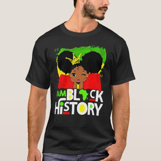 私は黒い歴史クイーンメラニンAfro African Prid Tシャツ (正面)