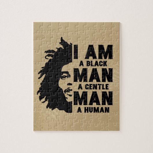 私は黒い男Afro Dreads金ゴールドカスタマイズ ジグソーパズル (縦)