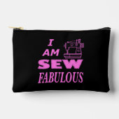 私は黒とピンクの縫い物が素晴らしい アクセサリーポーチ (正面)