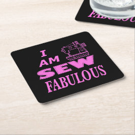 私は黒とピンクの縫い物が素晴らしい スクエアペーパーコースター