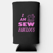 私は黒とピンクの縫い物が素晴らしい スリム缶クーラー (正面)