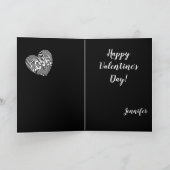 私は黒の上の白黒のストライプのハートが大好き シーズンカード (内部)