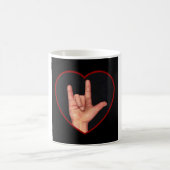 私は黒の手話愛します コーヒーマグカップ (中央)
