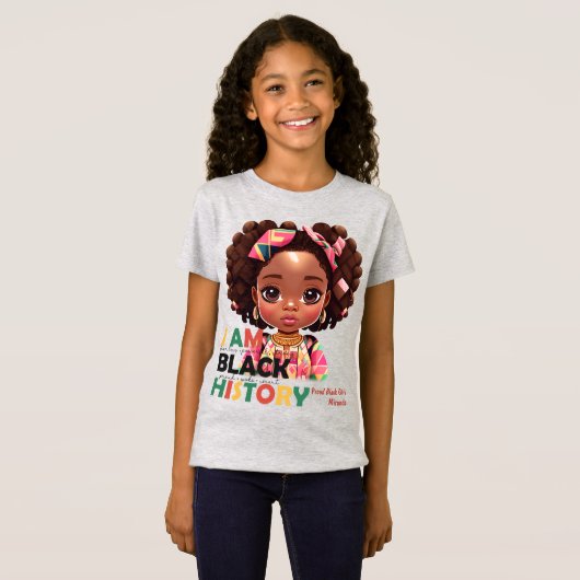 私は黒の歴史が美しい幸せなかわいい黒娘 Tシャツ (正面フル)