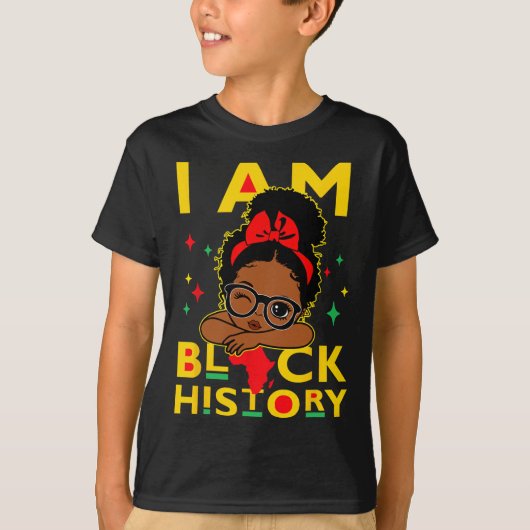 私は黒の歴史シャツガールズ子供へブラックホイスト Tシャツ (正面)