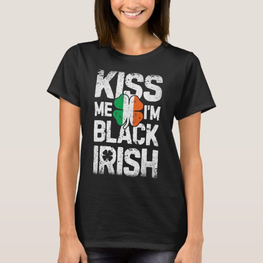 私は黒アイルランド人St patricks day男性アイルランド国旗 Tシャツ (正面)